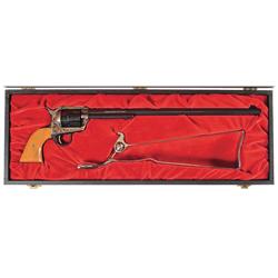 Cased Wyatt Earp Lawman Series Single Action Army Buntline Revolver in Case with Shoulder Stock