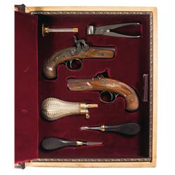 Two Cased Henry Deringer Pocket Pistols with Accessories A) Cased Henry Deringer Philadelphia Marked