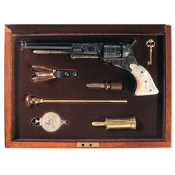 Engraved Cased Reproduction Colt Texas Paterson Revolver with Accessories