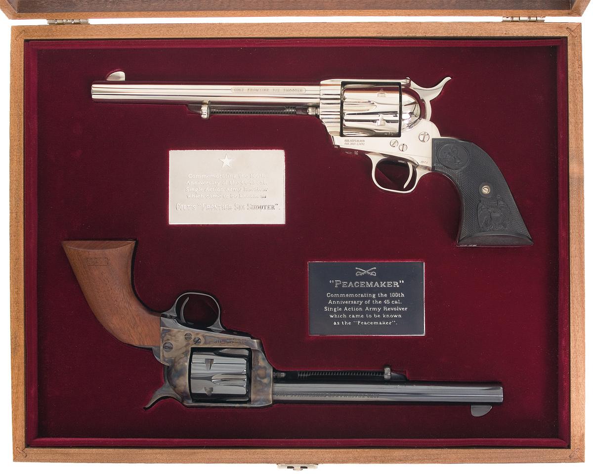 Cased Colt "Peacemaker" Centennial Single Action Revolver Two Gun Set A