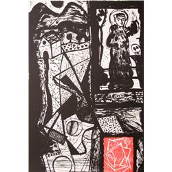 Italo Scanga, Female Saint, Lithograph and Woodcut