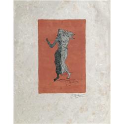 Georges Braque, Personnage sur fond rose, Lithograph