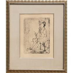 Jean Jansem, Seated Girl, Lithograph