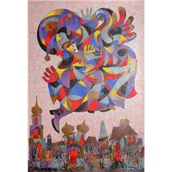 Anatole Krasnyansky, Fly over the City, Serigraph