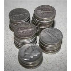 Lot of 50 Mercury Dimes-