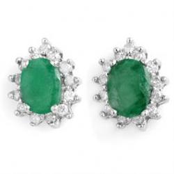3.85 ctw Emerald & Diamond Earrings