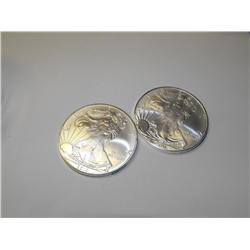 (2) Silver Eagle Bullion Rounds
