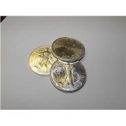 (3) Silver Eagles- 1 oz. Pure