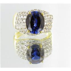 22ctw Lab Dia/Sapphire 22k Gold Vermeil Ring (JEW-2364)
