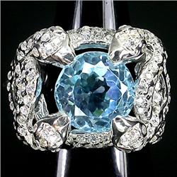 62ctw Genuine Blue Topaz Sterling Ring  (JEW-2289)
