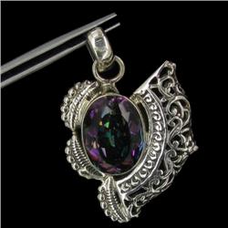 44ctw Rainbow Mystic Topaz Pearl Silver Pendant (JEW-2440)