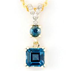 0.87ct London Blue Topaz/Diamond 9K Gold Pendant (JEW-9048X)
