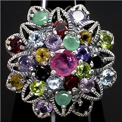 63ctw Top Colors Multigem Sterling Ring  (JEW-2276)