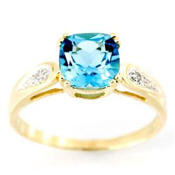 1.82Ct Swiss Blue Topaz & Diamond 9K Gold Ring (JEW-9131X)