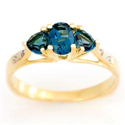 1.30Ct London Blue Topaz & Diamond Ring 9K Gold (JEW-9174X)