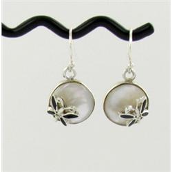 Sterling Mother of Pearl Butterfly Earrings (JEW-1403)