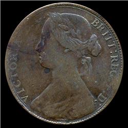 1860 British Victoria Penny Circulated (COI-7386)