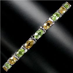 88ctw Genuine Peridot Citrine Sterling Bracelet  (JEW-2266)