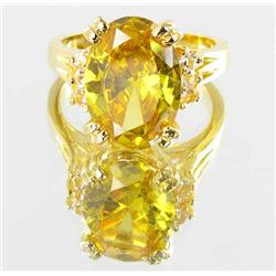 27ctw Lab Yellow Sapphire 22k Gold Vermeil Ring (JEW-2115)