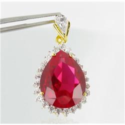 42ctw Lab Dia/Ruby 22k Gold Vermeil Pendant (JEW-2367)