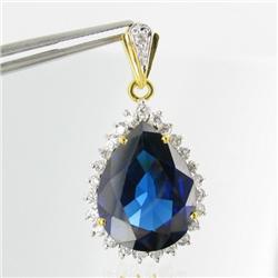 42ctw Lab Dia/Sapphire 22k Gold Vermeil Pendant (JEW-2366)