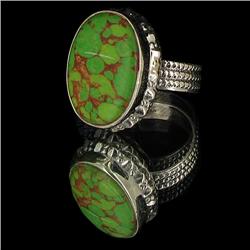 53ctw Green Copper Turquoise Silver Ring (JEW-2445)