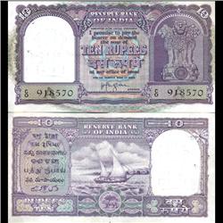 1957 India 10 Rupee Crisp Uncirculated (CUR-06212)