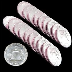 1962D FBL Franklin 50c Silver MS64 19pc Roll (COI-7688)