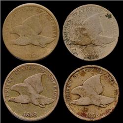 1858 Flying Eagle Cent Set of 4 Better Circulated (COI-7440)