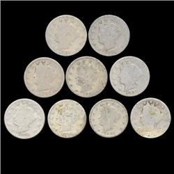 1890 Liberty 5c Circulated Mini Roll 9Pcs (COI-7786)