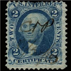 1860s US Revenue Stamp 2c Certificate Blue (STM-1435)