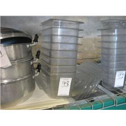 CLEAR PLASTIC BINS W LIDS (X8)
