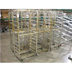 CASTERED ALUMINUM 12 SLOT ROLL-IN OVEN RACKS (X6)