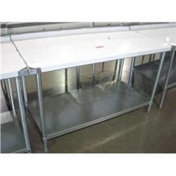 NEW BSG-3060 STAINLESS STEEL TABLE W SHELF & BACKSPLASH