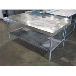 STAINLESS STEEL 38"X72" TABLE W SHELF & BACKSPLASH
