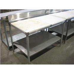 STAINLESS STEEL 30"X48" POLY-TOP TABLE W SHELF & BACKSPLASH