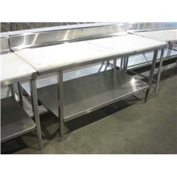 STAINLESS STEEL 30"X72" POLY-TOP TABLE W SHELF & BACKSPLASH