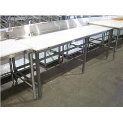 STAINLESS STEEL 30 X96  POLY TOP TABLE W BACKSPLASH