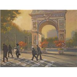 Michele Byrne, Into the Light on Wash Sq., Oil on Canvas