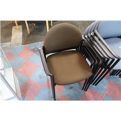 BROWN STACKING CHAIR WITH ARMS