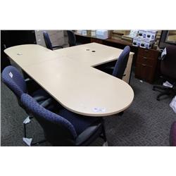 MAPLE L-SHAPE BULLET TOP EXECUTIVE DESK WITH