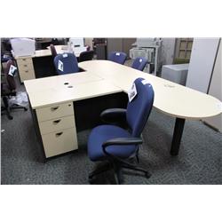MAPLE L-SHAPE BULLET TOP EXECUTIVE DESK WITH