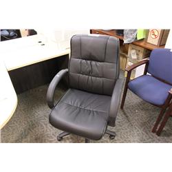 BLACK LEATHER MID BACK TILTER CHAIR 83301