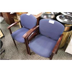 2 MAHOGANY FRAMED CLIENT CHAIRS (NOT MATCHING)