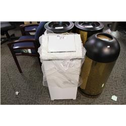 WHITE FIRE RESISTANT GARBAGE CAN
