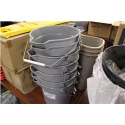 LOT OF GARBAGE CANS & BUCKETS