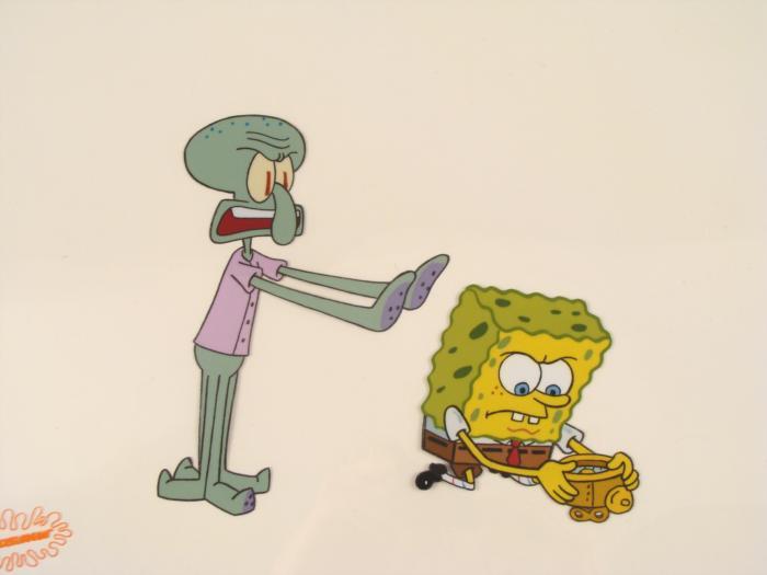 Original Art Hold It Spongebob Production Cel Animation