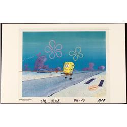 Animation Art Cel Original SpongeBob Holding Background