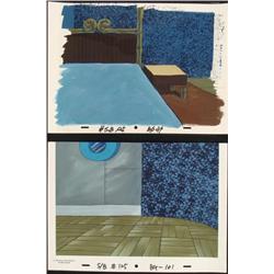 2 SpongeBob Squidward Bedrm Orig Animation Backgrounds