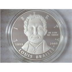 2009 LOUIS BRAILLE PROOF US SILVER DOLLAR